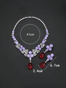 1 Set Of 3pcs Luxurious Cubic Zirconia Necklace & Earrings Jewelry Set, Fashion Personalized Necklace Accessory Suitable For Formal Dress, Party, Valentine's Day, Holiday Gift