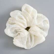 1pc French Faux Pearl Coil Hair Scrunchie, Solid Color High Elasticity Hair Ties, Ponytail Accessories, Lace Hair Bows, Hair Accessory ,Hair Accessories