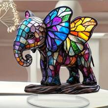Adornos de escritorio de acrílico de elefantes coloridos, exitosa en comercio transfronterizo, adornos creativos para el hogar, sala de estar y porche, regalos