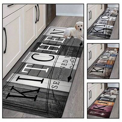 1pc/2pcs Creative Versatile Wood Grain Printed Doormat, High Bounce Memory Foam Absorbent Non-Slip Kitchen Rug, Suitable For Kitchen, Bathroom, Hallway, Entryway, Dining Room, And Other Home Decor