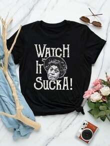 Camiseta para mujer Tía Ester - Sanford e Hijos '¡Míralo chupar!' - Fred Sanford Grady Lamont Redd Foxx - Negro - Ver 1