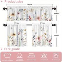 1pcs 60x18inch Small Curtain Or 2pc 28*40inch Floral Leaves Curtain For Kitchen Bathroom Watercolour Pink Flower Rod Pocket Window Tier Curtains Valance Plant Printed Curtains - 2 CÁI-28*40in - Xem 4
