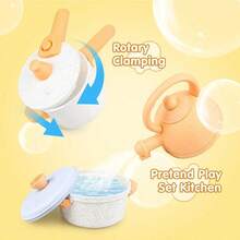 儿童厨房玩具套装，稻草制作逼真的炊具厨房配件，适合幼儿扮演烹饪，适合男孩和女孩的礼物，颜色随机 - 彩色 - 查看 6