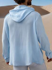 Men's Gentleman-Style Minimalist Long Sleeve Shirt, Casual Business - Blue - View 6