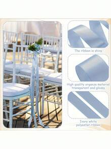 10/5pcs/1pc White Satin Ribbon Bow Chair Ribbon, Pure White Decorative Ribbon Wedding Aisle Decorative Pendant, Event Party Wedding Chair Decoration, White Satin Elegant Ribbon Bench Bow With Long Tail, Wedding Banquet Chair Back Flower Bow Silk Scarf, Used For Bridal Shower, Reception, Wedding Ceremony, With Long Tail
