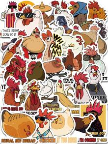50pcs Funny Chicken Hen Stickers For Teens Boy Girls Kids Cartoon Stickers Rooster Vinyl Waterproof Stickers Lovely Cartoon Chicken Decals Pack For Party Supplies School Reword - Pink - View 1