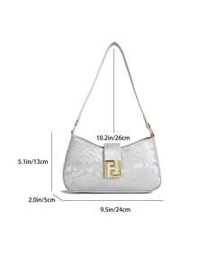 New Fashion Snake Skin Print Solid Color Crossbody Bag, Minimalist Versatile Handbag For Women - Silver - View 7