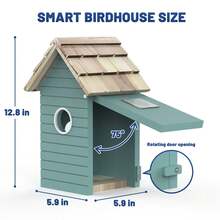 Birdhouse With 1080P HD Camera Smart Birdhouse With Nest Auto Capture - Blue - View 4