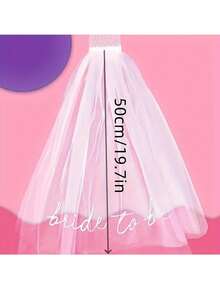 1pc Elegant Bride-To-Be Veil, Bridal Hair Clip Ornament, White Tulle Mesh Bridal Veil, Long Tail Clip For Wedding Bachelorette Party Photo Booth Props Decorations