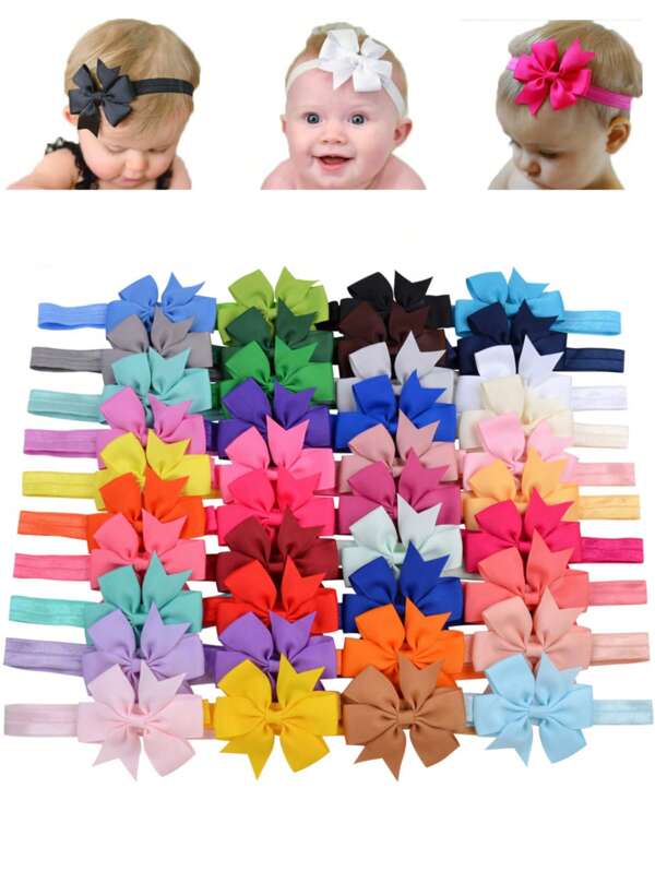 Set de 20 diademas para bebé niña con lazo de tipo molinete, diademas elegantes de cinta grósgrain, diademas aptas para todo el año como accesorios diarios para bebé niña, regalos para el Día de San Valentín y días festivos
