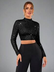 CHOSMO Áo corset đính hạt màu trơn bóng, thanh lịch, thích hợp cho các bữa tiệc dành cho nữ, sinh nhật, kỷ niệm, lễ tốt nghiệp, dạ hội, vũ hội. Màu đen, thích hợp cho mùa xuân. - màu đen - Xem 10