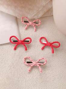 2pcs Minimalist Polka Dot Pink Bow Claws, Versatile Fashion Claw Clips, Cute Hair Accessories For Bangs & Flyaways