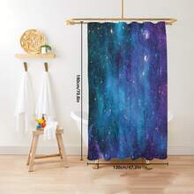 1pc/4pcs Starry Night Sky Print Bathroom Decor Set, Includes Waterproof Shower Curtain With 12 Hooks, Anti-Slip Rug, U-Shaped Mat, Round Toilet Seat Cover, Multi-Functional Bathroom Ensemble Bathroom Accessories Back To School
