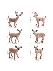 6pcs/16pcs Lifelike Reindeer Deer Animal Christmas Tree Ornament Model Set, Educational Toys, Home Decor, Tabletop Figurines, Holiday Gift