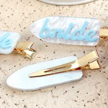 2个天蓝色新娘婚礼发夹 - 无痕隐形刘海和侧边发夹，防滑塑料齿夹，伴娘邀请礼物/新娘送礼会回礼（蓝色主题），发夹，学习用品，发饰，头部饰品，发卡 - 彩色 - 查看 5