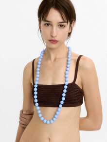 1 件波西米亚风格圆形几何亚克力珠绳结女式多层长项链，百搭礼物 - 長款打結珠子項鍊 - 查看 3