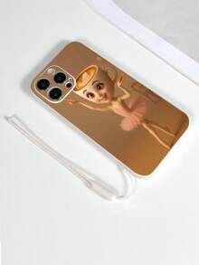 1个白色TPU芭蕾舞女卡布奇诺图案手机壳，#山海经#，抽象卡布奇诺女孩图案，防震设计，附赠1个白色硅胶腕带，兼容同款手机壳/趣味手机壳，国际版，非国内版 - 彩色 - 查看 4