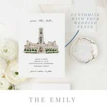 1 pieza Reserva la fecha ilustrada personalizada, Invitación de boda ilustrada personalizada, Reserva la fecha del lugar, Ilustración del lugar - Multicolor - Ver 4