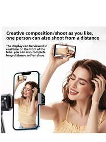 Tangle-Free Selfie Remote Control Wireless MagSafe Selfie Monitor Screen For IP & Android, 1800mAh With Wireless Remote, 3-Level Brightness & Wide Screen Mode, Using Phone Rear Camera For Selfie Vlog No Delay Live Stream Mother's Day Birthday Gift - White - View 9