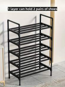 1 件简约黑色金属鞋架，约 23 英寸宽，改善空间，简约防尘设计，坚固，时尚，易于组装和拆卸，便携，适用于客厅、卧室、入口、办公室、家庭、多层存储、节日礼物、儿童礼物 - 彩色 - 查看 13