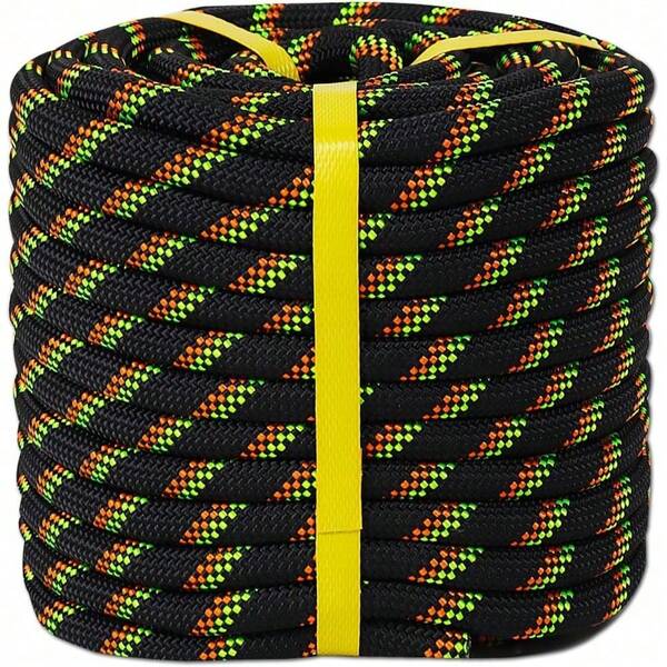 Braided Arborist Rope -3/8 Inch X 100 Feet High Strength Polyester Climbing Rope For Adults  Tree Work, Halyard, Sailing (Orange)