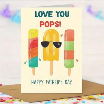 1pc Funny Father'S Day Greeting Cards With Envelope, 11cm X 16cm - High-Quality Paper, "Love You Pops!" Humorous Design, Perfect For Dad, Husband, Family - Ideal For Birthday, Father'S Day Gift (Thanksgiving), Family Greeting Card|Quality Paper Card