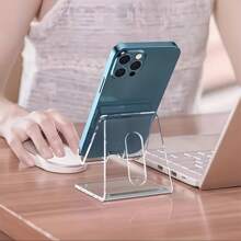 2 stuks transparante acryl telefoonhouder voor op het bureau, dikkere telefoonstandaard voor thuis en op kantoor, creatieve accessoires voor in de studentenkamer, kunststof structuur, veelzijdig voor het weergeven van telefoon en tablet en tv-kijken, willekeurige kleuren