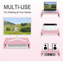 Pink Monitor Stand Riser,  Wood Monitor Riser With Storage For Desk Small Monitor Stand TV/Screen/PC/Laptop Riser Computer Stand Desktop Shelf (Pink-14. 2 Inch) - Multicolor - View 5