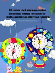 Reloj de fieltro DIY hecho a mano de material no tejido, reloj hecho a mano, reloj casero, colgante decorativo, herramienta de enseñanza para reconocimiento del tiempo