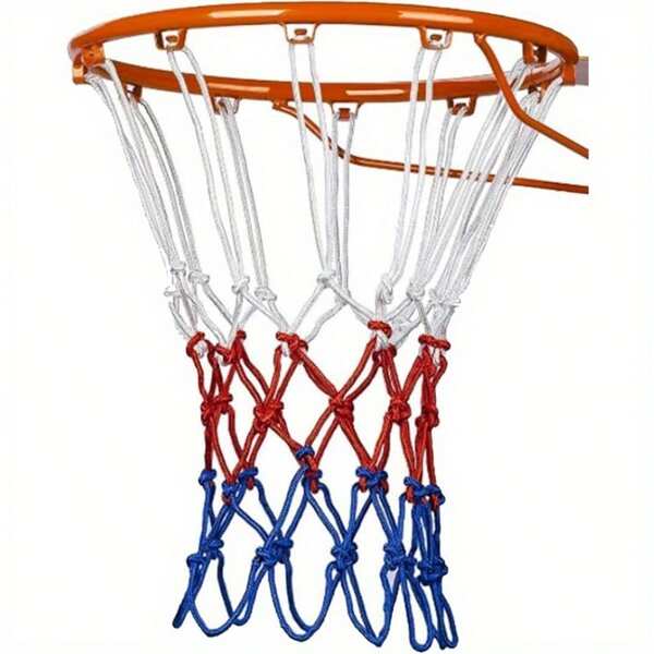 1pc Heavy Duty Waterproof Basketball Net With 12 Hoops, Blue & White, Sturdy And Durable For Indoor/Outdoor Professional Basketball Match