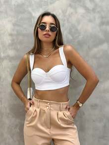 Women's Crop Top With Straps For Summer - Kem - Xem 1