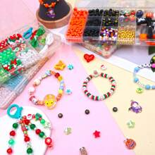 1 Set New Beaded Bracelet, Casual & Cute Designs, Multiple Cartoon Pattern DIY Matching Styles, Various Holiday Sets, Girly Style, Jewelry Decor, Small Pendant, Arts & Crafts, Gift Toys For Friends, Handmade Beading, Easy To Match Your Own Style