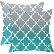 2件100%涤纶纤维枕套，抽象简约几何图案，波西米亚风格，适合装饰沙发、客厅、房间、户外露台和庭院。单面印花，不含枕芯（16英寸*16英寸、18英寸*18英寸、20英寸*20英寸）