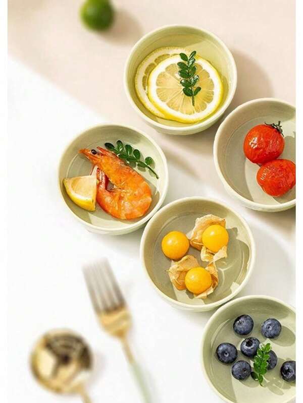 2pcs/4pcs 3.5 Inch Attractive Ceramic Dipping Sauce Dishes, Condiment Plates, Appetizer Plates, Fruit Plates, Small Plates For Home Use,School Supplies