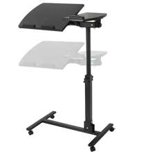 Mobile Laptop Stand Overbed Table Rolling Desk Cart Adjustable Sit-Stand Laptop Computer Desk Bedside Standing Desk,  Height Adjutable 24'' To 35''