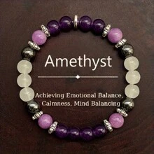 1 Obsidian Amethyst Bead Bracelet, Neutral Protective Jewelry Bracelet