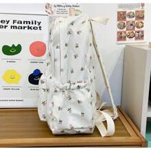 Mochila estilo japonés con estampado floral Ditsy, diseño coreano de Harajuku, de gran capacidad y liviana, para estudiantes de secundaria mujeres
