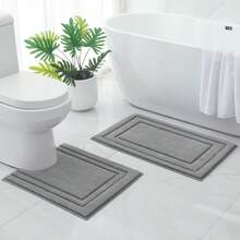 1 件/3 件经典压花植绒吸水防滑浴室垫/地毯套装，四季适用，可机洗，易清洁浴室垫/地毯套装 - 彩色 - 查看 7