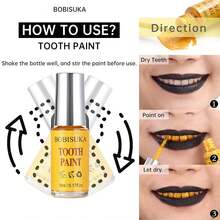 Pintura negra para dientes BOBISUKA, solución profesional de maquillaje para dientes negros - segura, de secado rápido y realista, perfecta para cosplay, maquillaje de Halloween, teatro y efectos especiales (5 ml) - Dorado - Ver 4