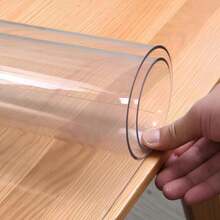1 pieza Protector de mesa de vinilo, grosor de 1.5mm, semi-transparente, resistente a las manchas, impermeable, de unicolor, no textil, para comedores, mesas de café, escritorios - Decoración de Acción de Gracias