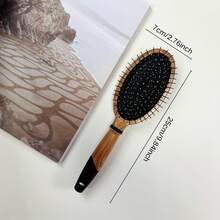 1PC Professional Wood Pattern Massage Comb, Anti-Static Air Cushion Hair Brush, Stainless Steel Bristle Hair Brush, Wide-Tooth, Multi-Functional For Smooth Styling, Detangling, All Hair Types, Ideal Gift, Hairdressing Fine Toothed Plastic Hairbrush