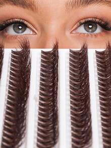 200 piezas de pestañas marrones D Curl de 8-16 mm de longitud mixta, pestañas individuales en racimos, de aspecto natural y suave, ultra ligeras y de larga duración, ideales para uso en el hogar o en movimiento para la vida diaria, fiestas y festivales de música. Racimos de pestañas, pestañas individuales, pestañas postizas.