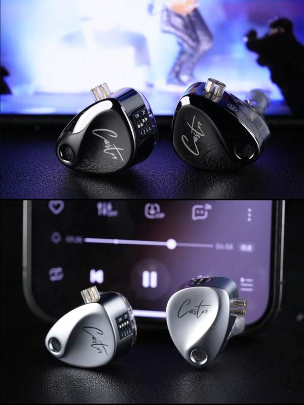 KZ KZ Castor Pro - Monitor auricular interno ajustable mejorado, auriculares internos de graves mejorados de alta fidelidad, auriculares internos de juego con doble controlador dinámico, auriculares internos IEM con cable desmontable 2PIN-C (Negro/Plata)