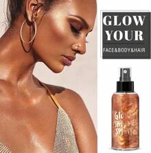 Body Glitter Spray - Bronze Body Shimmer Face, Hair & Body, Moisturizing Luminizer Glow, Quick-Drying Sparkling Glitter Spray Highlighter Makeup (04)