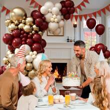 108pcs Burgundy Balloon Arch Kit, Includes Burgundy, Chestnut, White And Gold Metallic Balloons, Suitable For Graduation, Bridal, Baby Shower, Gender Reveal, Baby Sprinkle, Birthday Decorations
