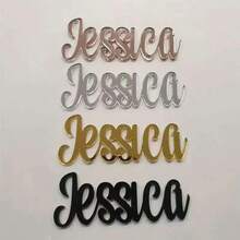 1 قطعة لوحة اسم كعكة عيد الميلاد من المرآة الاكريليك باللون الذهبي أو الوردي الذهبي أو الفضي، مناسبة للأعراس والأعياد والحفلات، تصميم أنيق - زينة الأسماء - مشاهدة 4