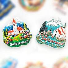 Single Resin Travel Souvenir Artwork Box Sticker Fridge Magnet, Depicting Landmarks & Natural Scenery Of Switzerland (Zurich, Geneva, Lucerne, Interlaken, Jungfrau, Titlis, Matterhorn, Bern, Chillon Castle, Pilatus, Lake Lucerne) As Unique Cultural Decoration, Craft Gift For Friends, Office, Kitchen, Home - Multicolor - View 6