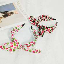 Set de 4 diademas de tela con decoración de cerezas y bordes anchos, lindas y minimalistas para uso diario y días festivos, verano, diademas para mujeres, accesorios para el cabello, diademas, aros para el cabello