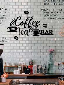 1pc CIFbuy Metal Coffee Bar Wall Decor - Rustic Iron Sculpture With "Coffee Tea Bar" Text And Leaf Pattern, Kitchen, Bar, Cafe Decoration, Unique Gift Idea, High-Quality Craftsmanship Kitchen Decor - Black - View 5