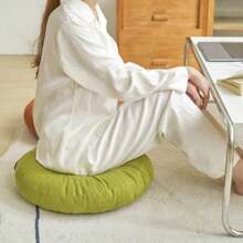 1 pieza Almohada redonda capitoneada de chenilla - Cojín grande para meditación para adultos, Tapete de yoga de poliéster brillante, Cojín para banco/silla de ventana, Uso multipropósito con bandeja para lectura